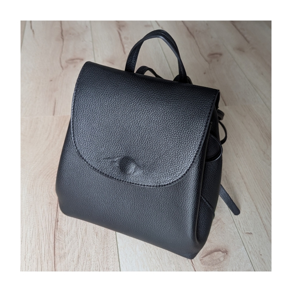 Street Level Black Faux Leather Mini Backpack